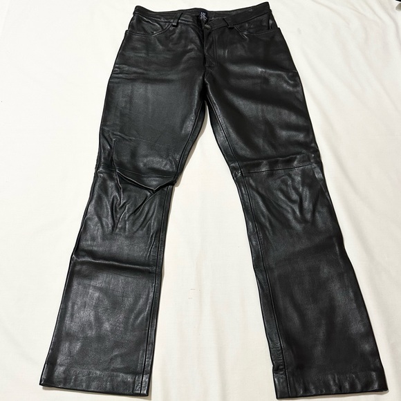 Vintage 90’s Gap Women’s Black Leather High Rise Straight Leg Pants, Rare - 10 - Picture 2 of 10
